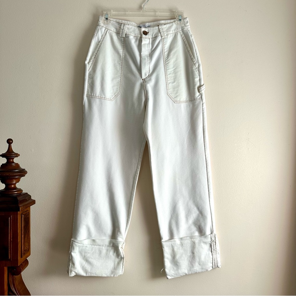 Zara‎ • White Cuffed Utility Pants